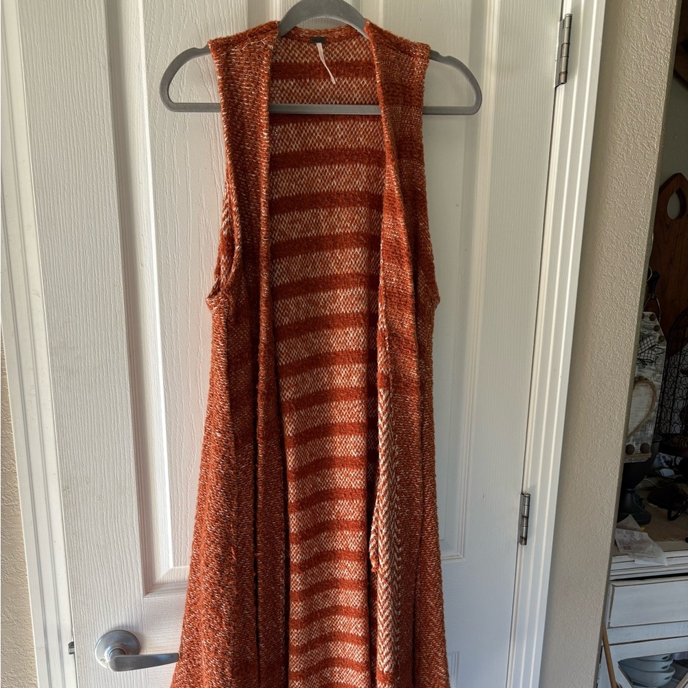 Free People Brown and Orange Sleeveless sweater vest